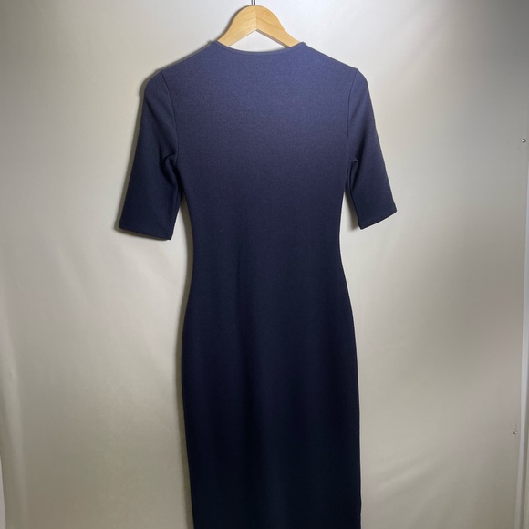 10 CROSBY DEREK LAM Navy Bodycon Midi Dress Braided - Picture 6 of 8